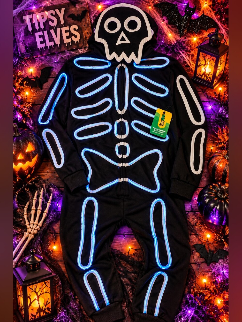 Tipsy Elves Women’s M LED Light Up Skeleton Halloween Costume NWT